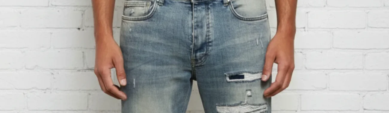 AMİRİ MODEL ÖZEL TASARIM YAMALI MAVİ ERKEK KOT