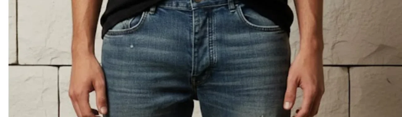  AMİRİ MODEL DERİ GÖRÜNÜMLÜ HARF NAKIŞLI SLİM FİT MAVİ JEAN