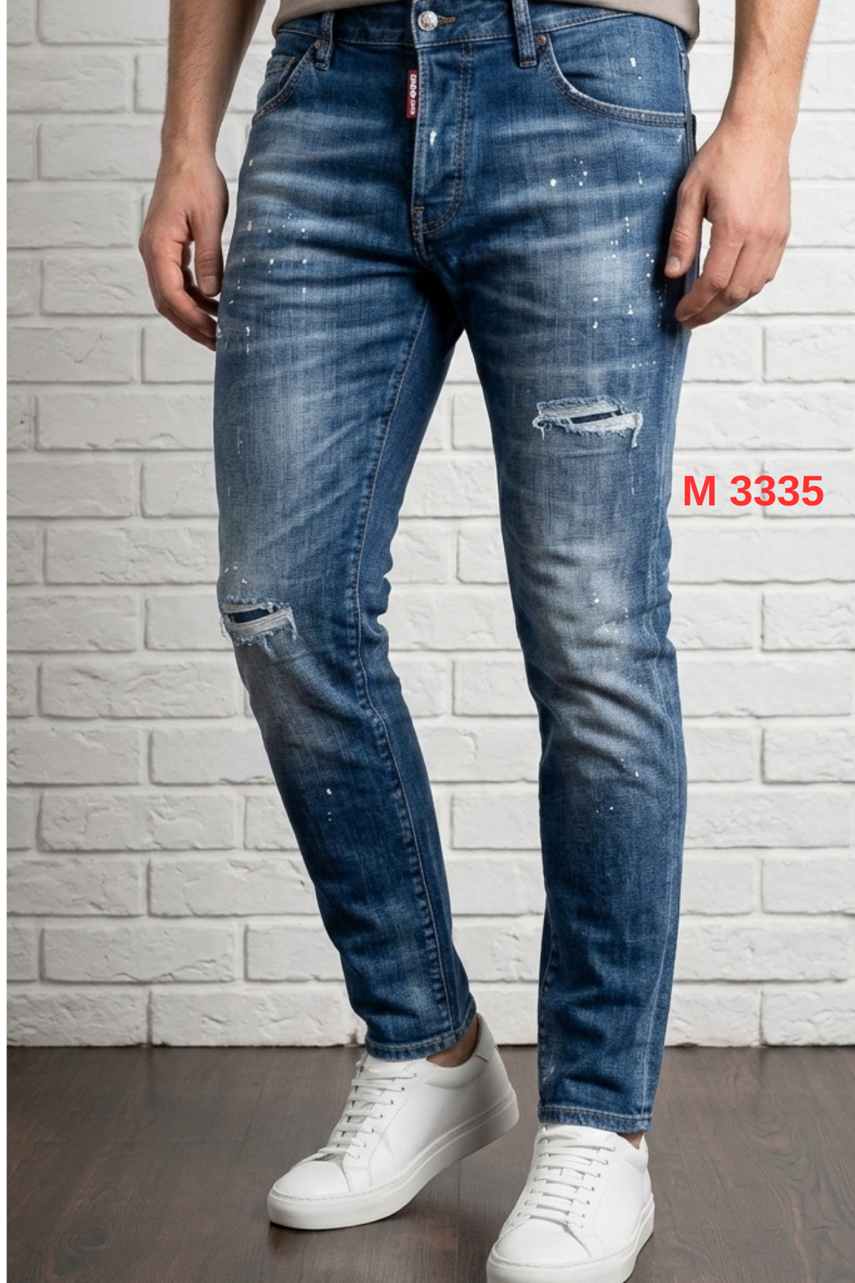 DSQUARED2 Slim Fit Yırtık Detaylı Erkek Jean – Açık Mavi Taşlamalı Denim