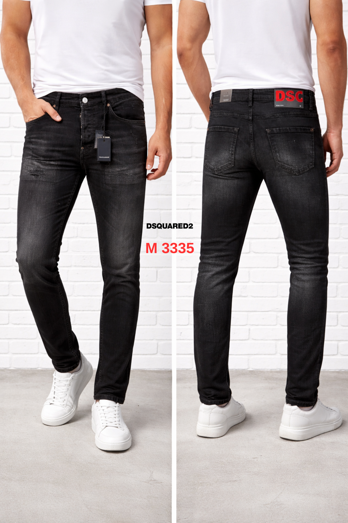 DSQUARED2 Erkek Siyah Slim Fit Jean – Eskitme Detaylı, Dar Paça Premium Denim Pantolon