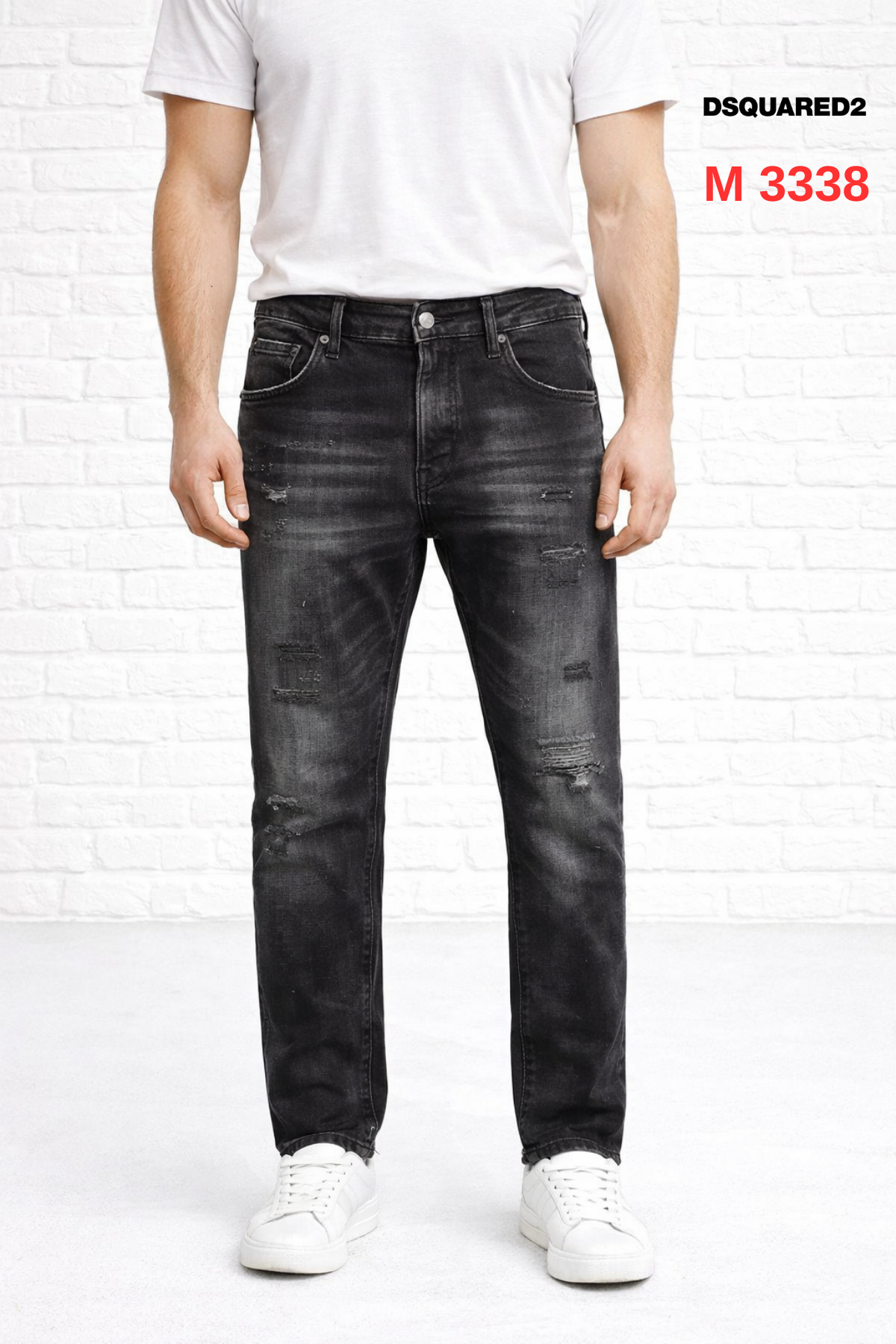 Dsquared2 Erkek Slim Fit Yıpratmalı Antrasit Kot Pantolon