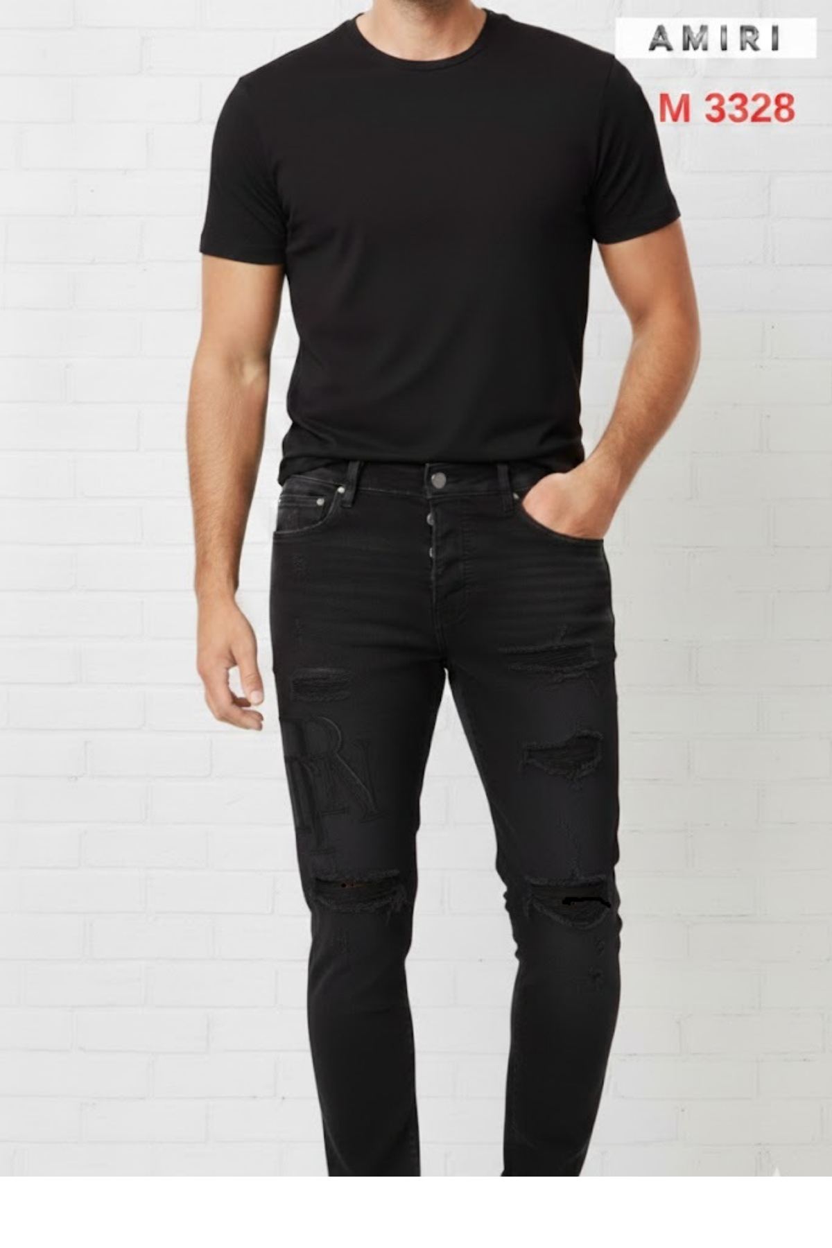 PREMİUM AMİRİ MODEL LOGOLU SİYAH JEAN